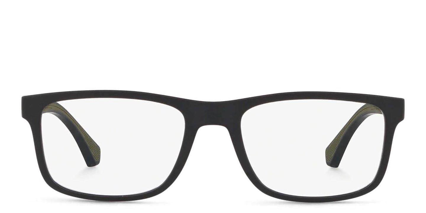 Emporio Armani Wide Rectangle Eyeglasses in Matte Black – Product Photo 0