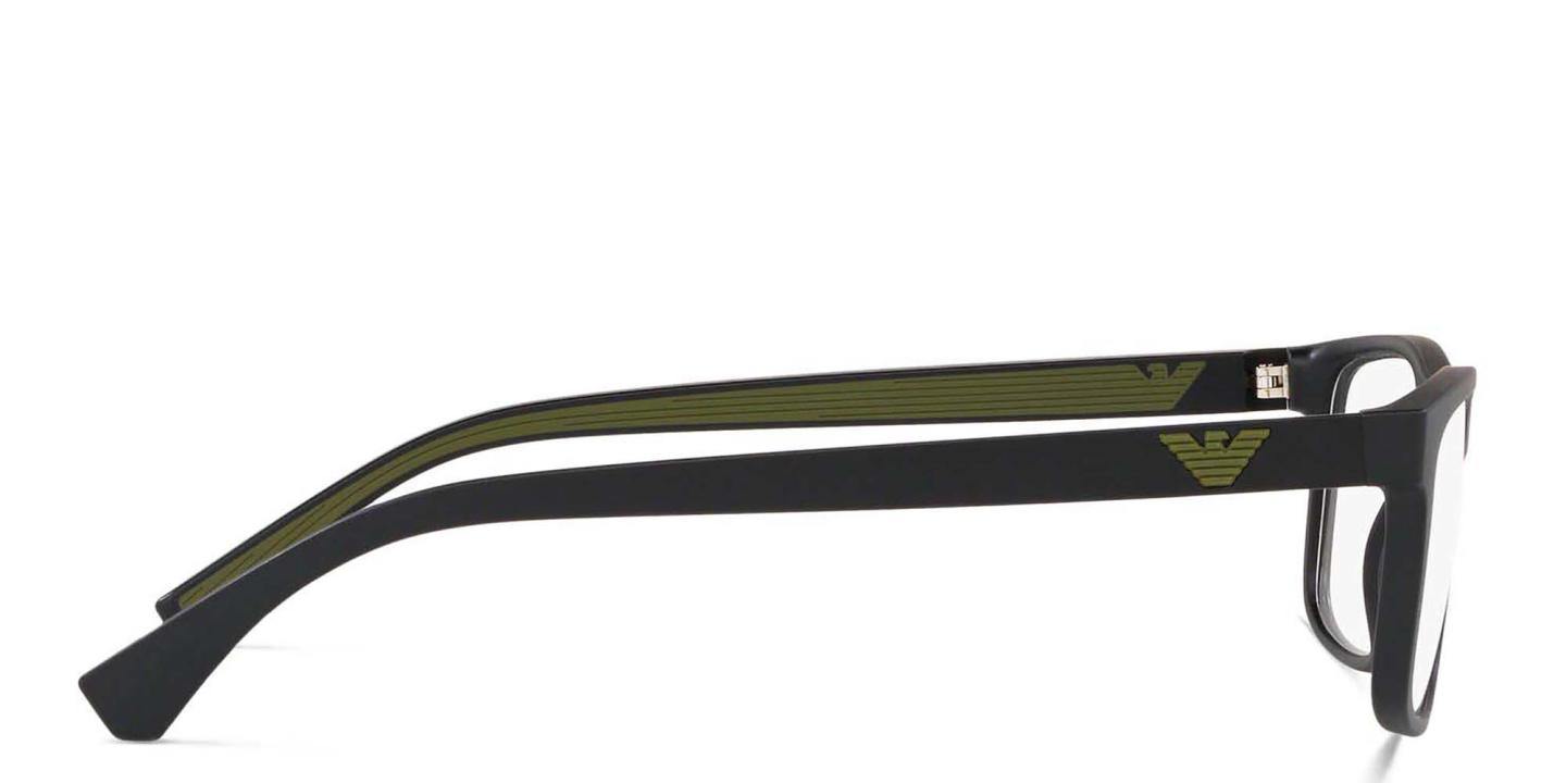 Emporio Armani Wide Rectangle Eyeglasses in Matte Black – Product Photo 2