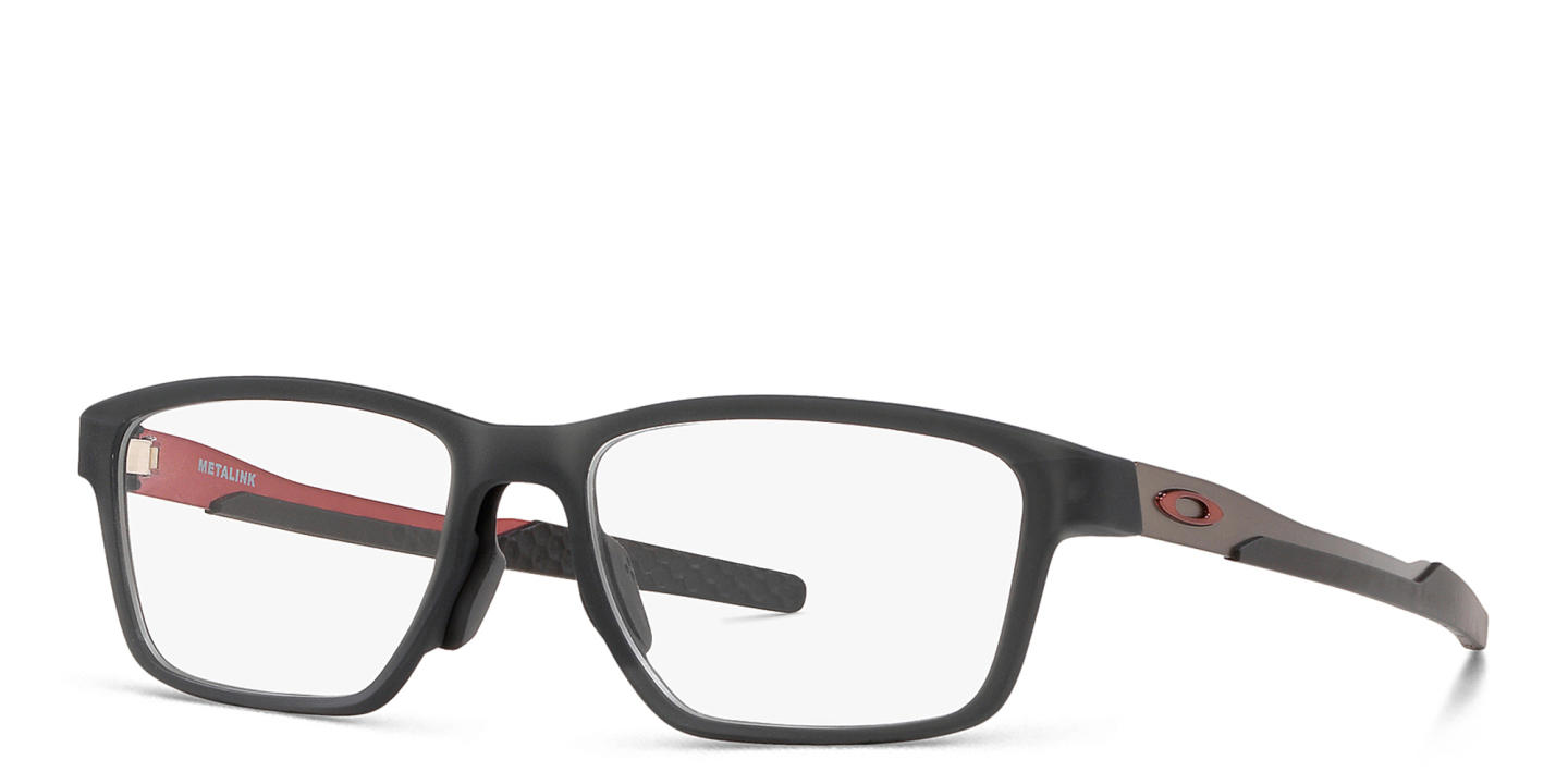 Oakley Metalink Wide Rectangle Eyeglasses in Satin Grey Smoke – Product Photo 1