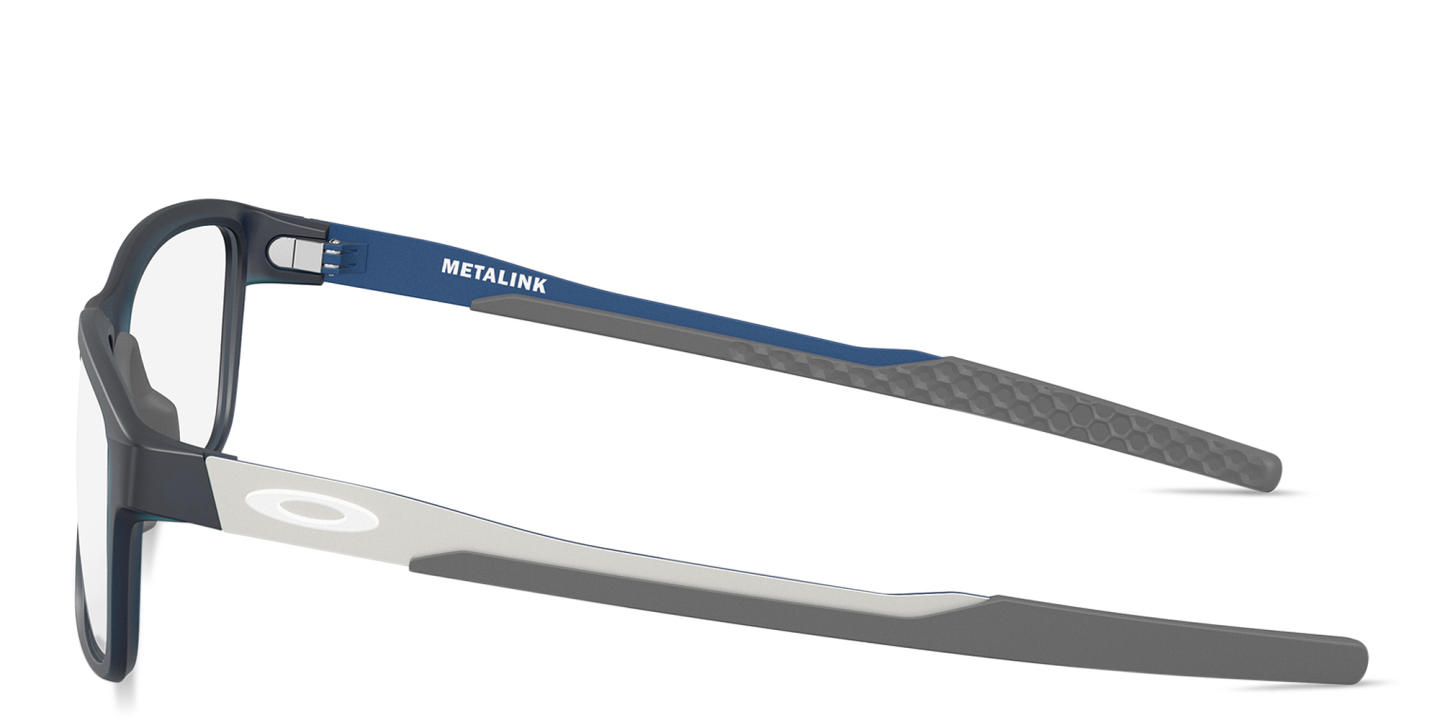 Oakley Metalink Wide Rectangle Eyeglasses in Matte Blue – Product Photo 2