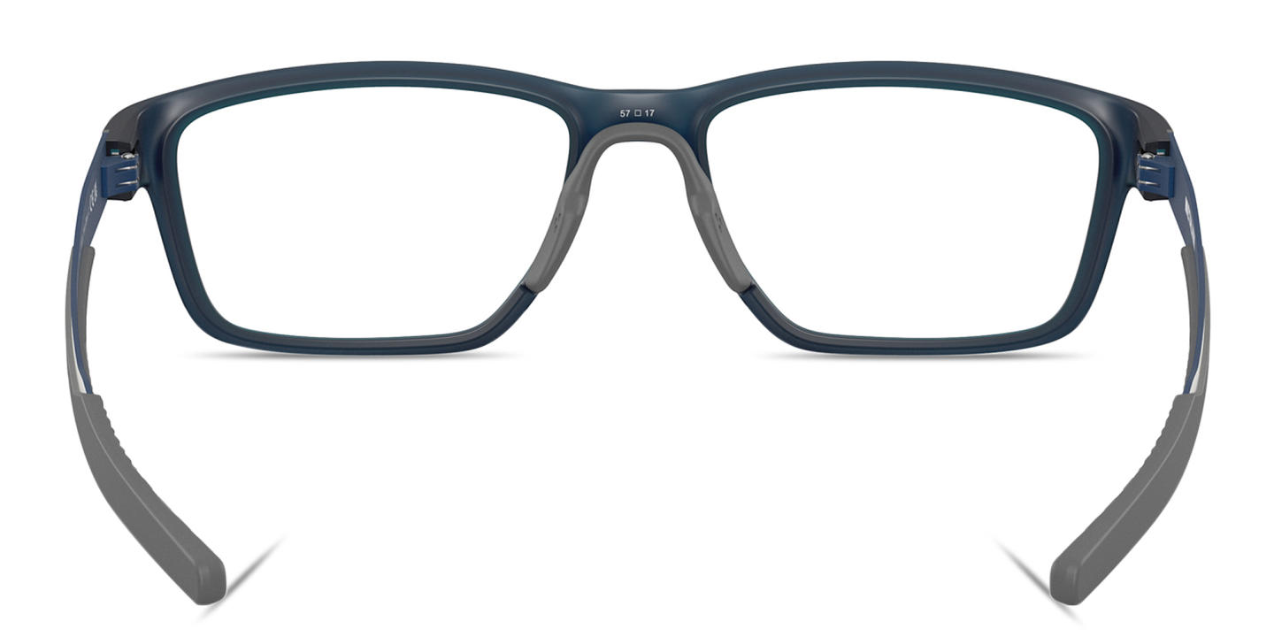 Oakley Metalink Wide Rectangle Eyeglasses in Matte Blue – Product Photo 3