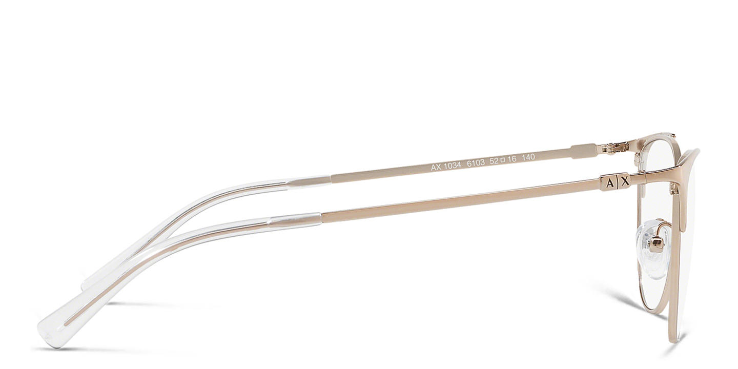 Armani Exchange A|X Logo Cat-Eye Eyeglasses in Shiny Pale Gold – Product Photo 2