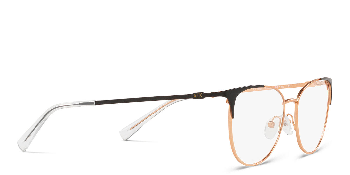 Shop Armani Exchange Cat-Eye Eyeglasses in Rose Gold Black online.
