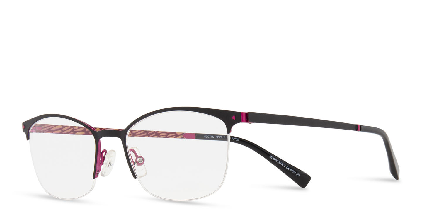 Shop Tempo Half-Rim Round Eyeglasses in Black online.