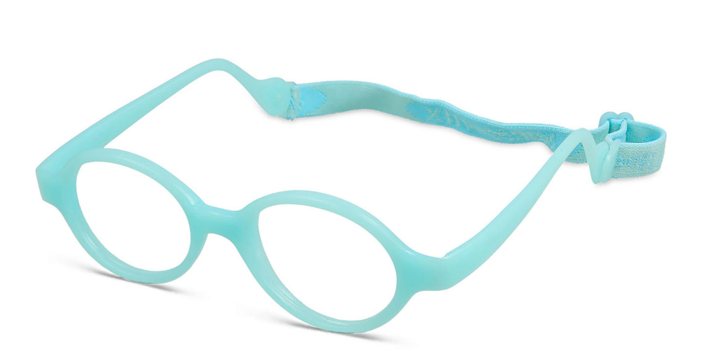 Mira Flex Kids Round Eyeglasses in Light Blue – Product Photo 1