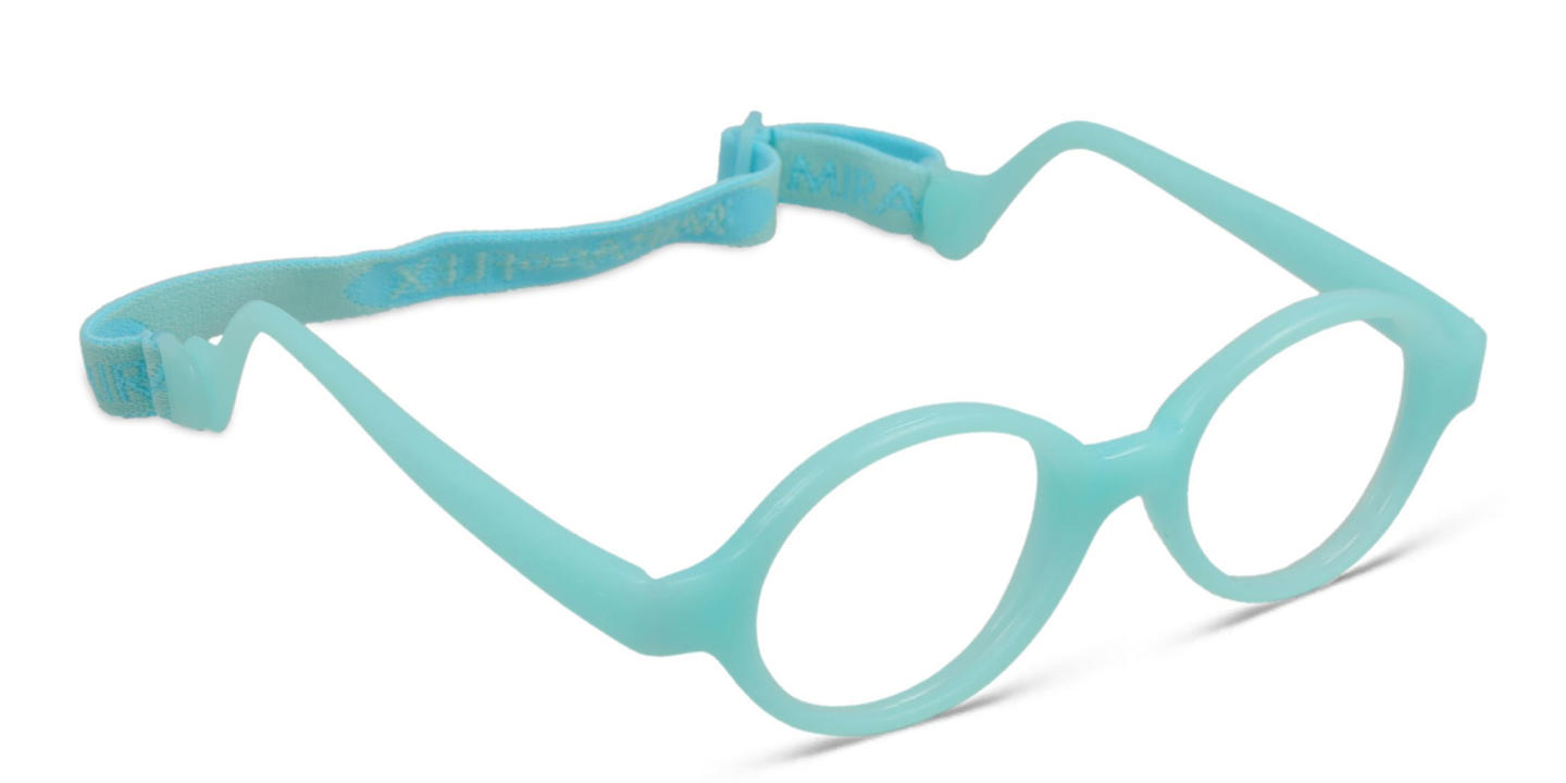Mira Flex Kids Round Eyeglasses in Light Blue – Product Photo 2