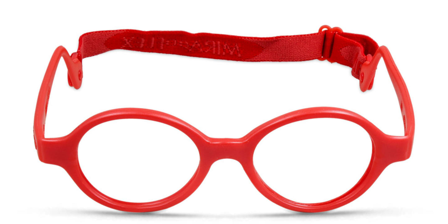 Mira Flex Kids Round Eyeglasses in Shiny Red – Product Photo 0