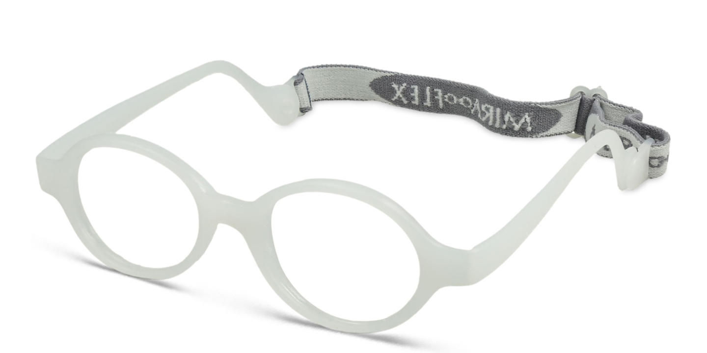 Mira Flex Kids Round Eyeglasses in White – Product Photo 1