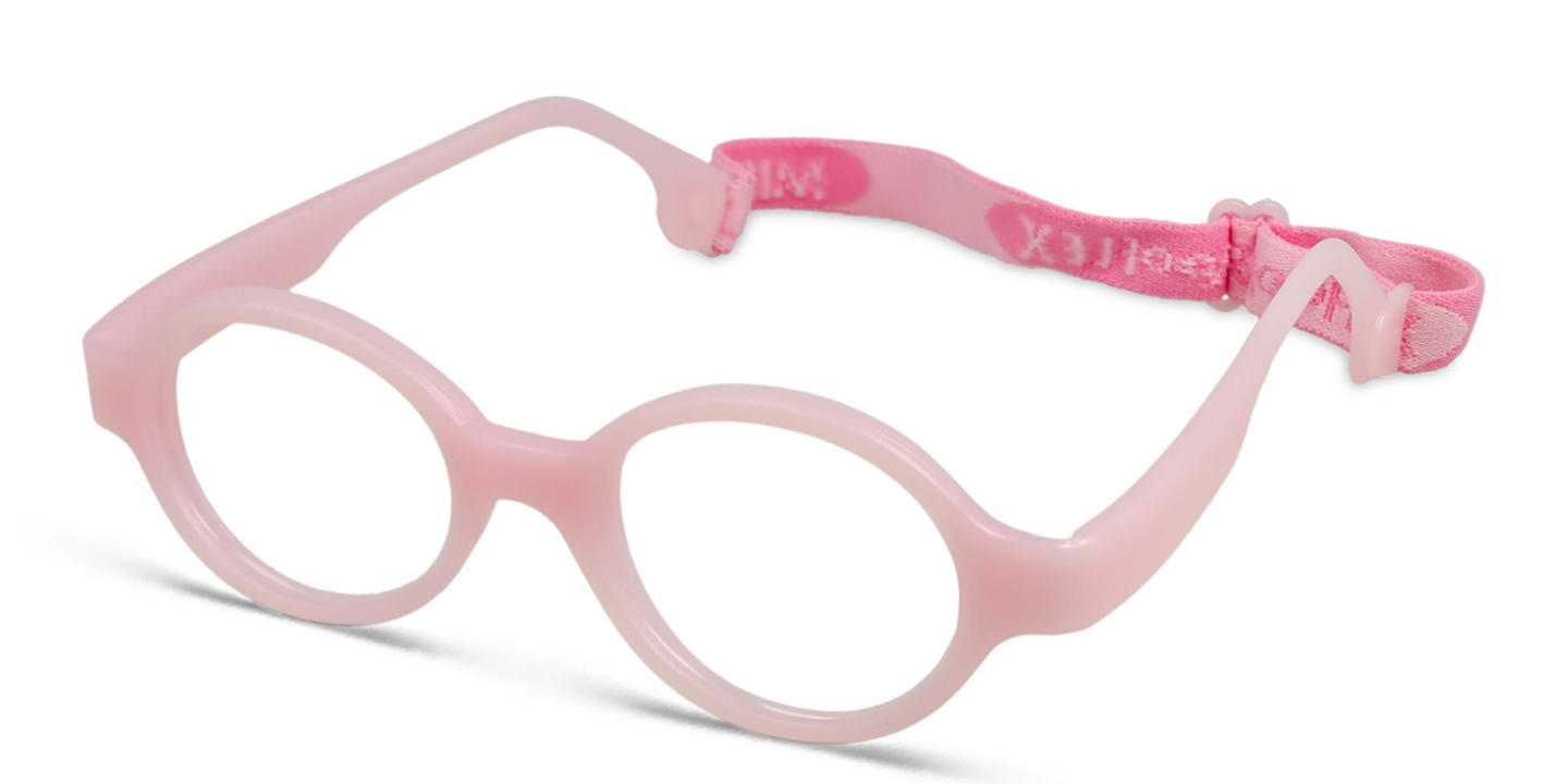 Mira Flex Kids Round Eyeglasses in Light Pink – Product Photo 1