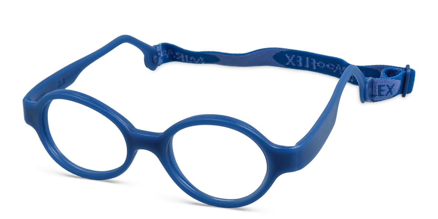 Mira Flex Kids Round Eyeglasses in Dark Blue – Product Photo 1