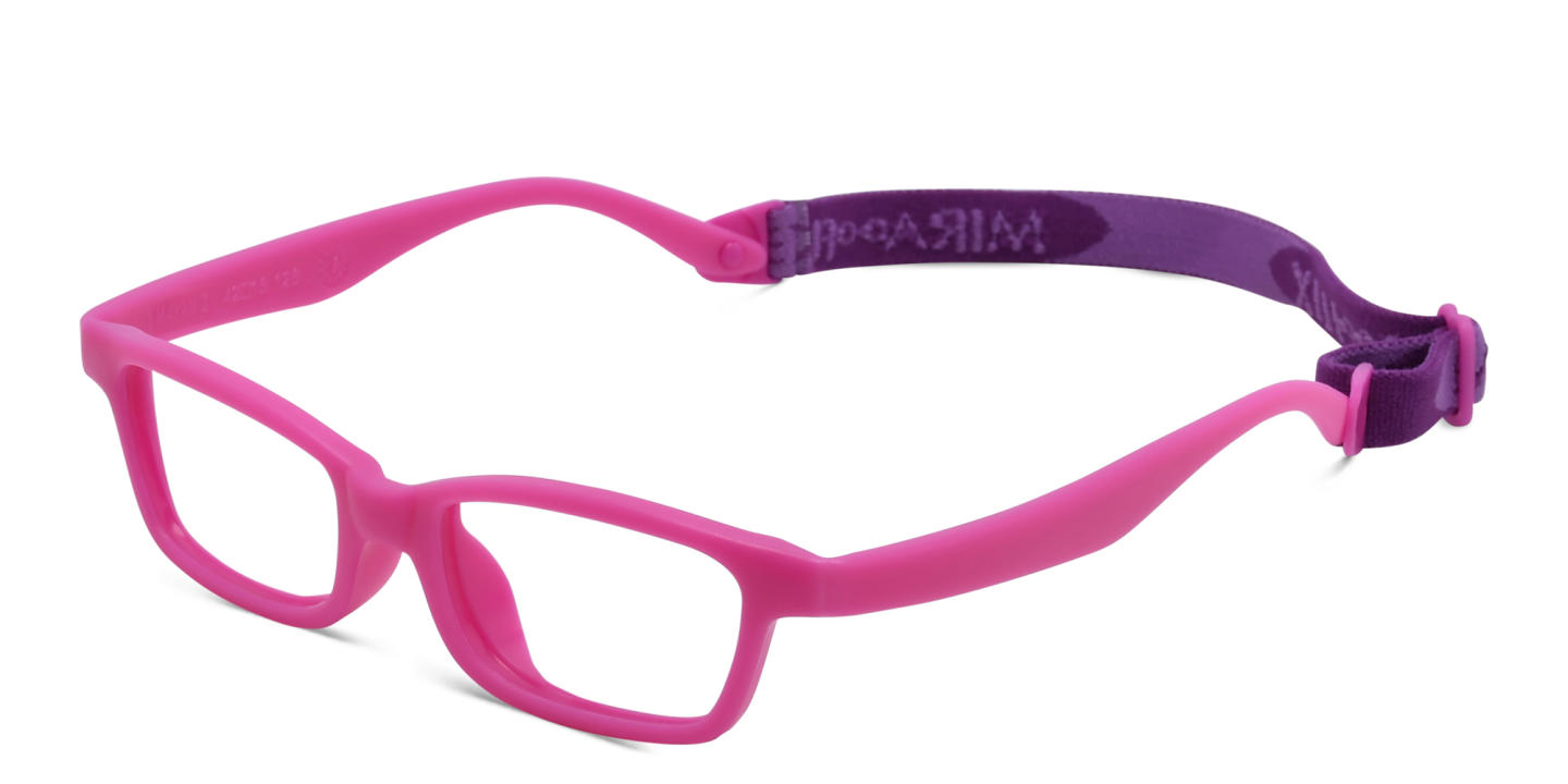 Mira Flex Kids Rimless Wide Rectangle Eyeglasses in Pink – Product Photo 1