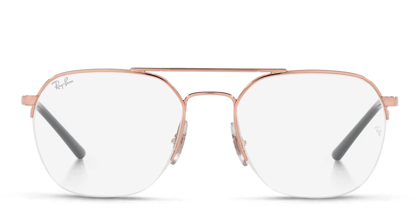 Ray-Ban Unisex Half-Rim Square Eyeglasses in Rose Gold – Product Photo 0