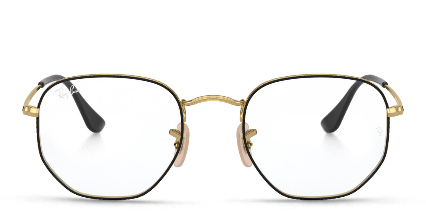 Ray-Ban Hexagonal Optics Unisex Eyeglasses in Black On Gold – Product Photo 0