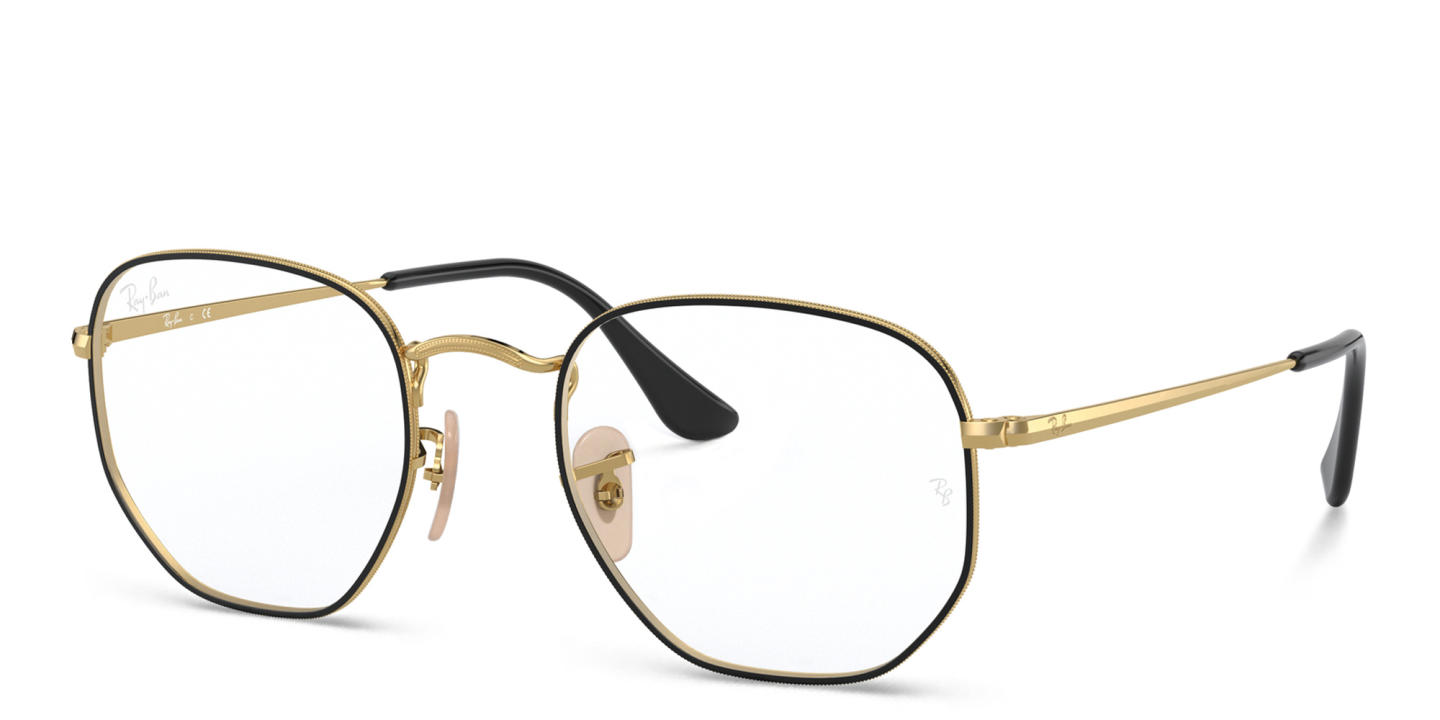 Ray-Ban Hexagonal Optics Unisex Eyeglasses in Black On Gold – Product Photo 1