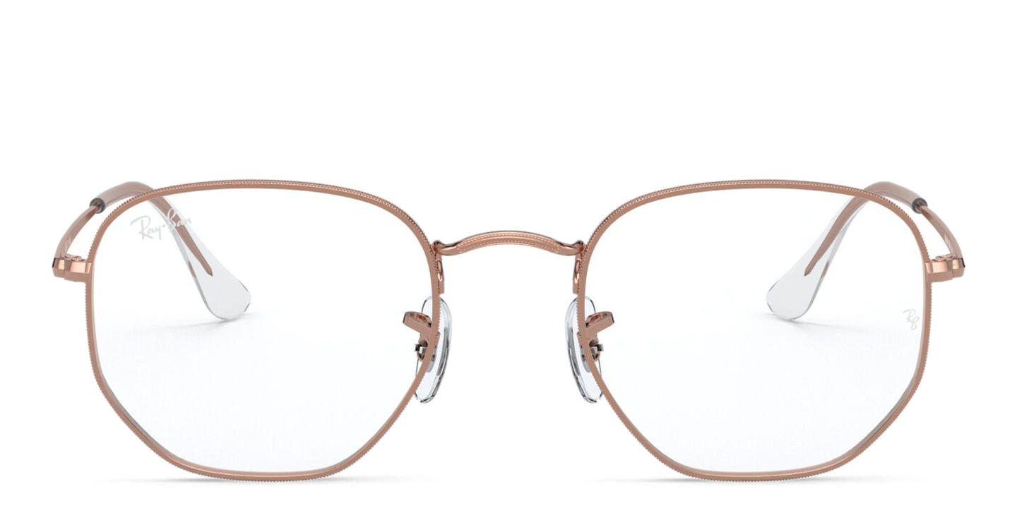 نظارة طبية بإطار سداسي غير منتظم للجنسين من راي بان بلون ذهبي وردي - صورة المنتج 0