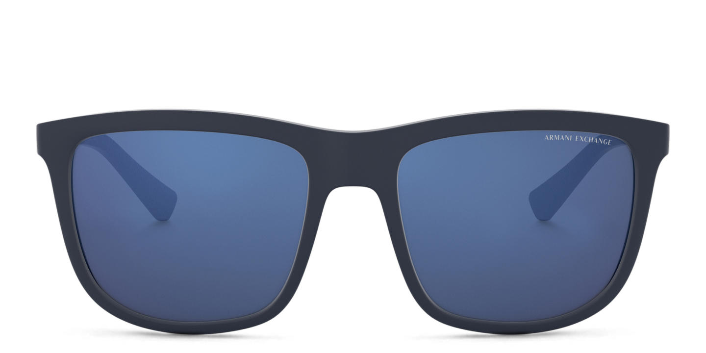 Shop Armani Exchange Square Sunglasses in Blue online.