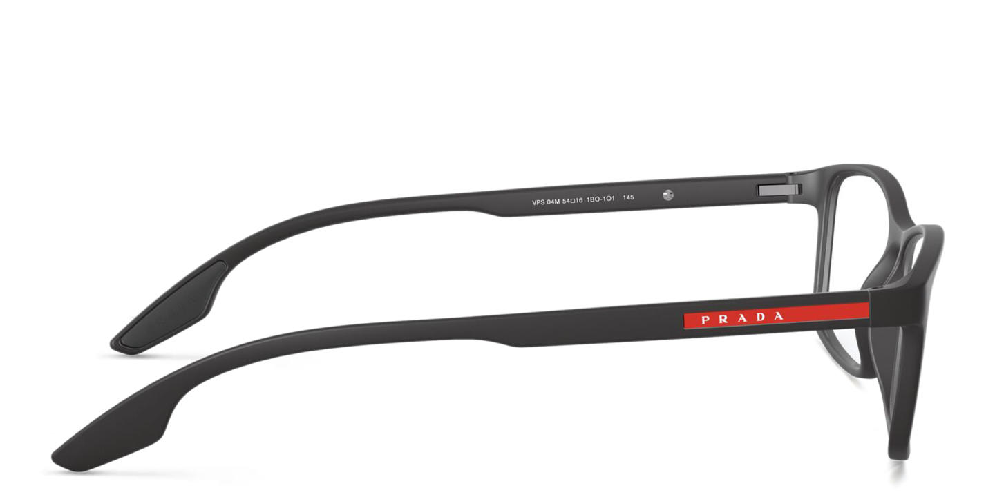 Shop Prada Linea Rossa Rectangle Eyeglasses in Matte Black online.
