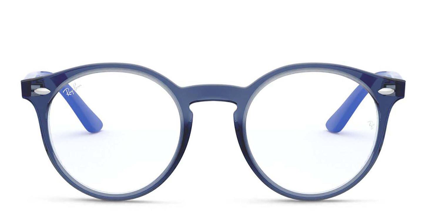 Ray-Ban Junior Kids Round Eyeglasses in Transparent Blue – Product Photo 0
