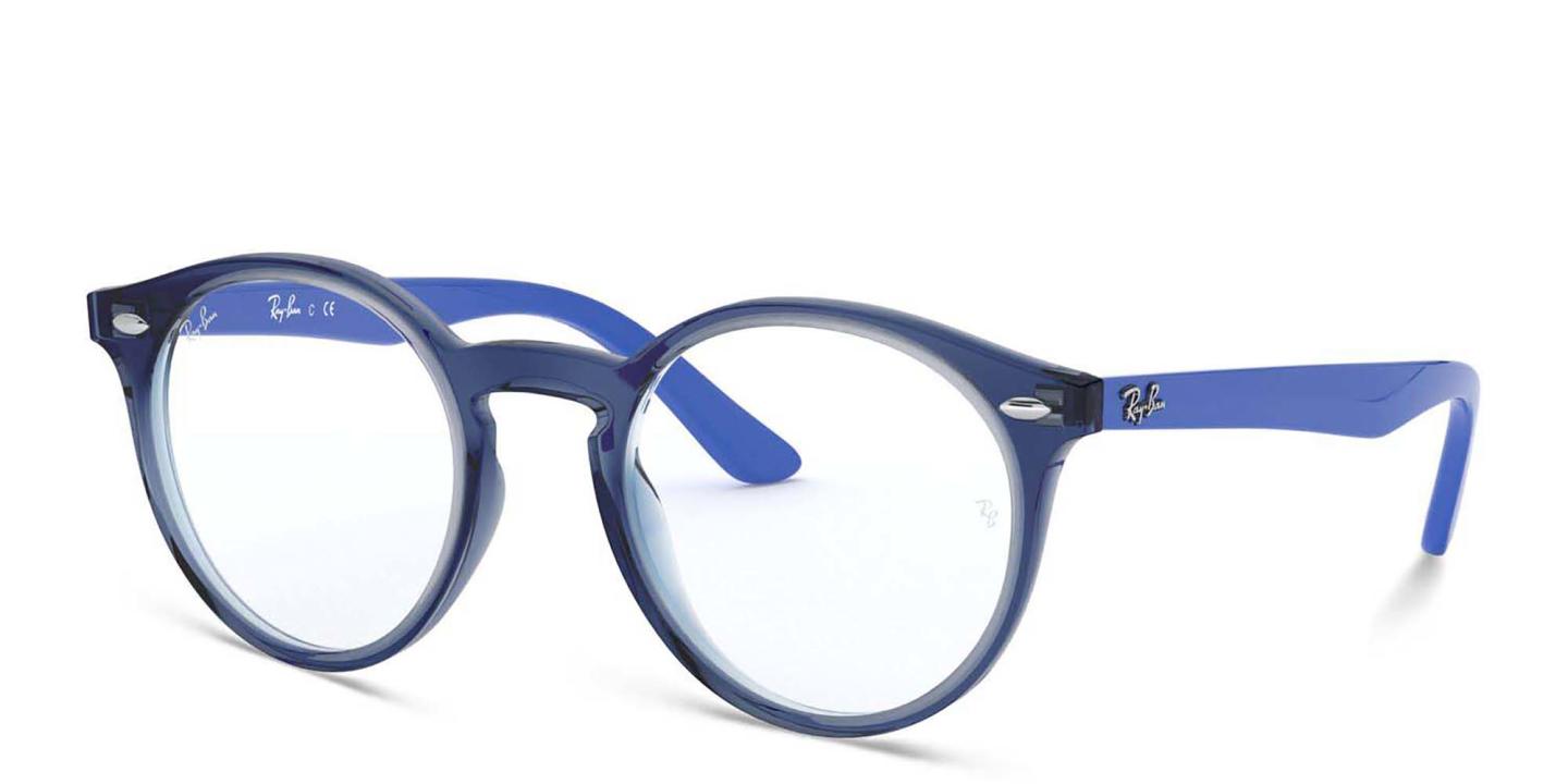 Ray-Ban Junior Kids Round Eyeglasses in Transparent Blue – Product Photo 1