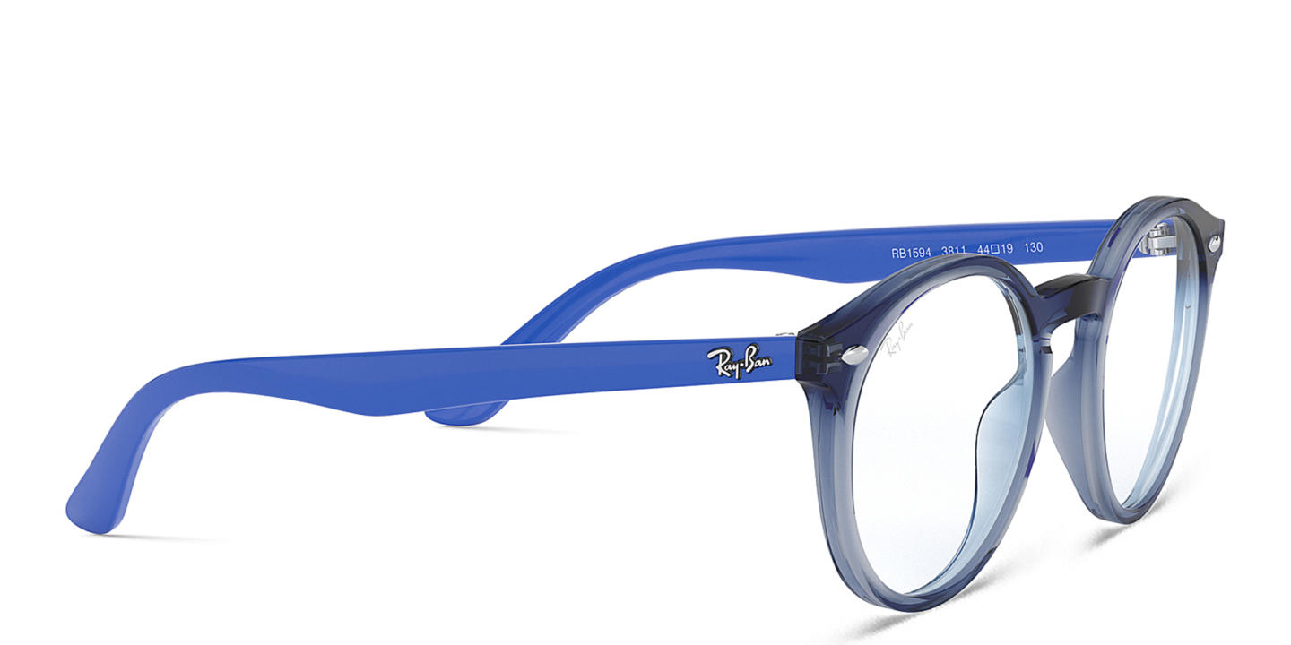 Ray-Ban Junior Kids Round Eyeglasses in Transparent Blue – Product Photo 3