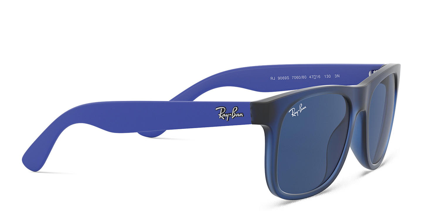 Ray-Ban Junior Kids Wayfarer Square Sunglasses in Transparent Blue – Product Photo 3