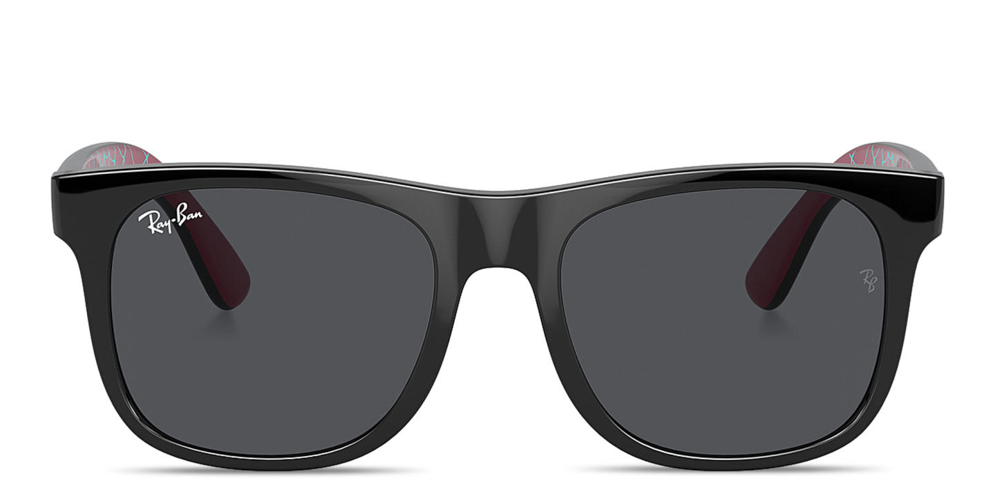 Ray-Ban Junior Marvel Justin Kids Square Sunglasses in Black On Pink – Product Photo 0