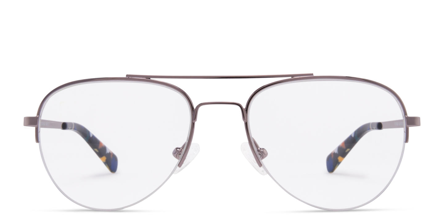 Shop Tempo Unisex Half-Rim Aviator Eyeglasses in Gunmetal online.