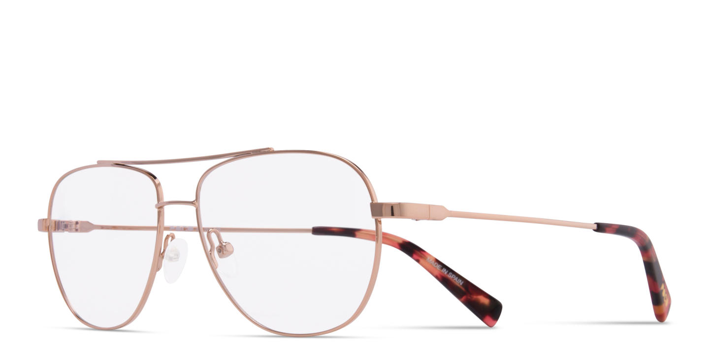 Shop Tempo Unisex Aviator Eyeglasses in Rose Gold online.