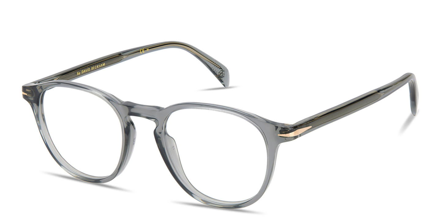 Shop DAVID BECKHAM Talisman Panthos Eyeglasses in Transparent Grey online.