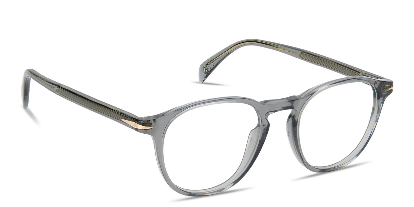Shop DAVID BECKHAM Talisman Panthos Eyeglasses in Transparent Grey online.