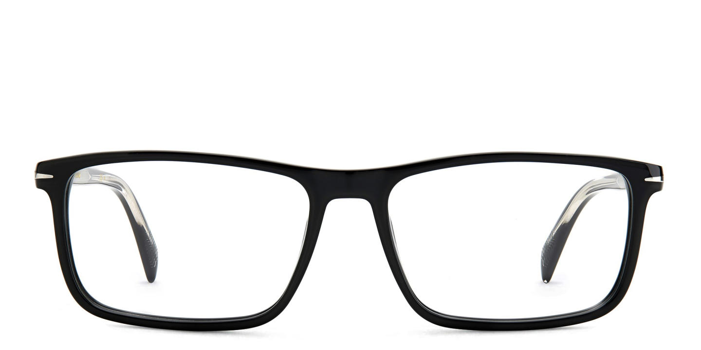 Shop DAVID BECKHAM Rectangle Eyeglasses in Black online.