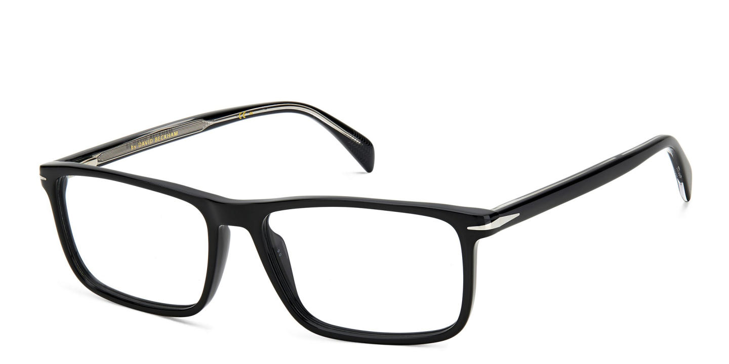Shop DAVID BECKHAM Rectangle Eyeglasses in Black online.