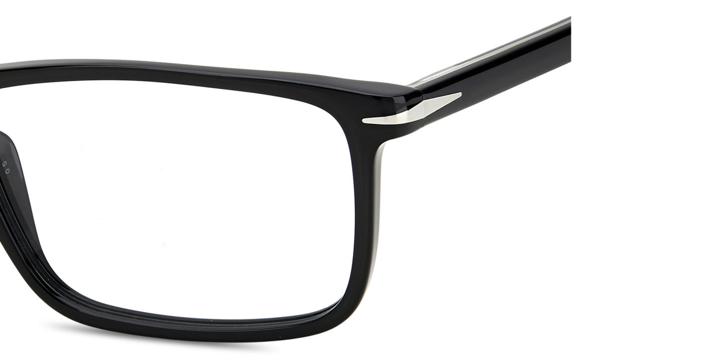 Shop DAVID BECKHAM Rectangle Eyeglasses in Black online.
