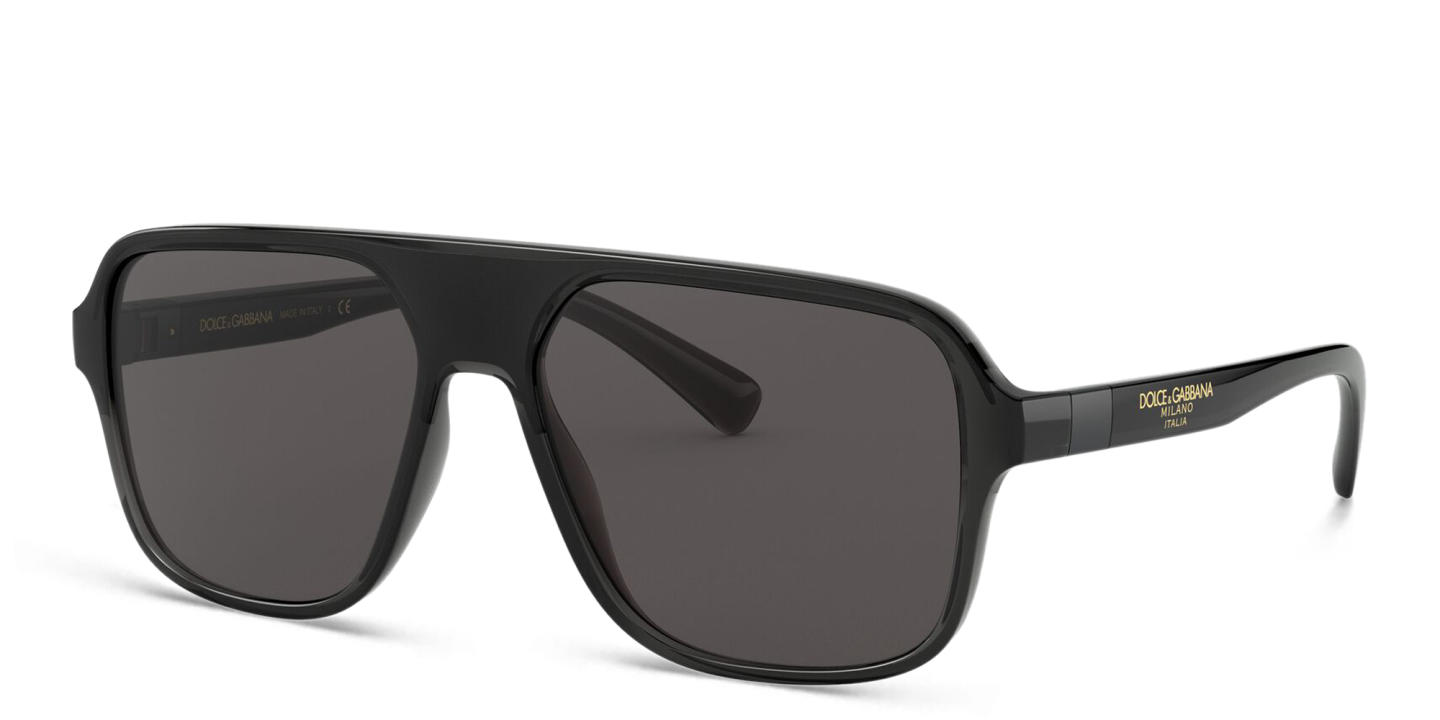 Shop Dolce & Gabbana Square Sunglasses in Transparent Grey & Black online.