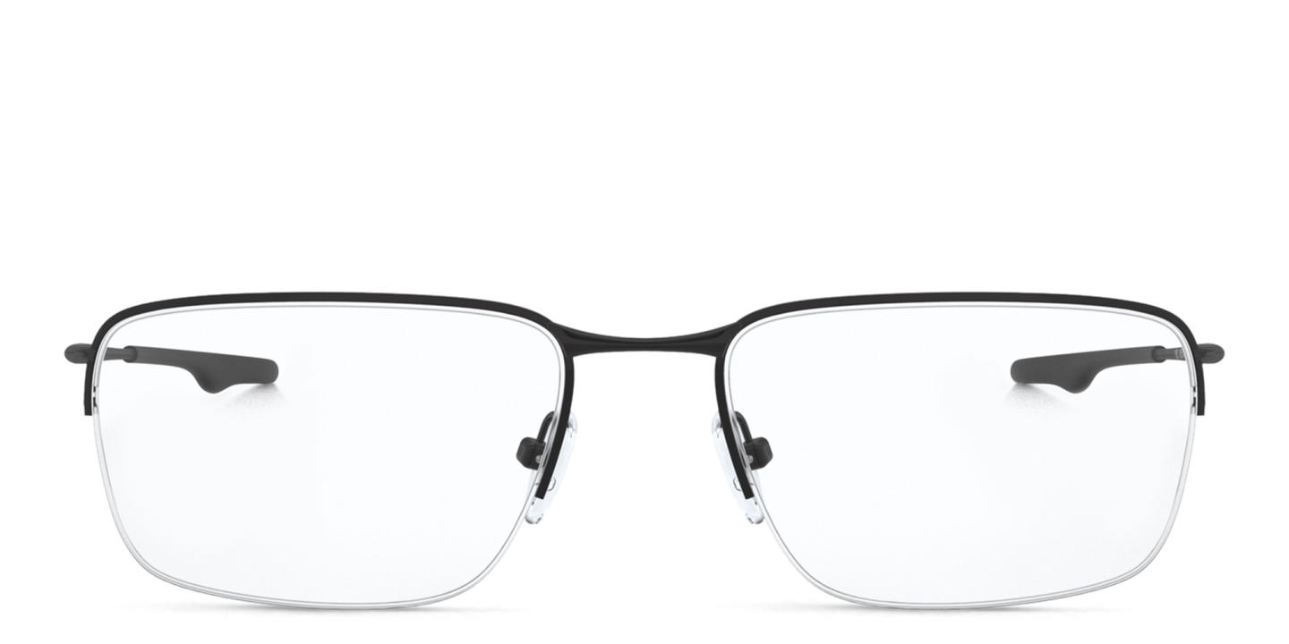 Shop Oakley Wingback Half-Rim Square Eyeglasses in Satin Black online.