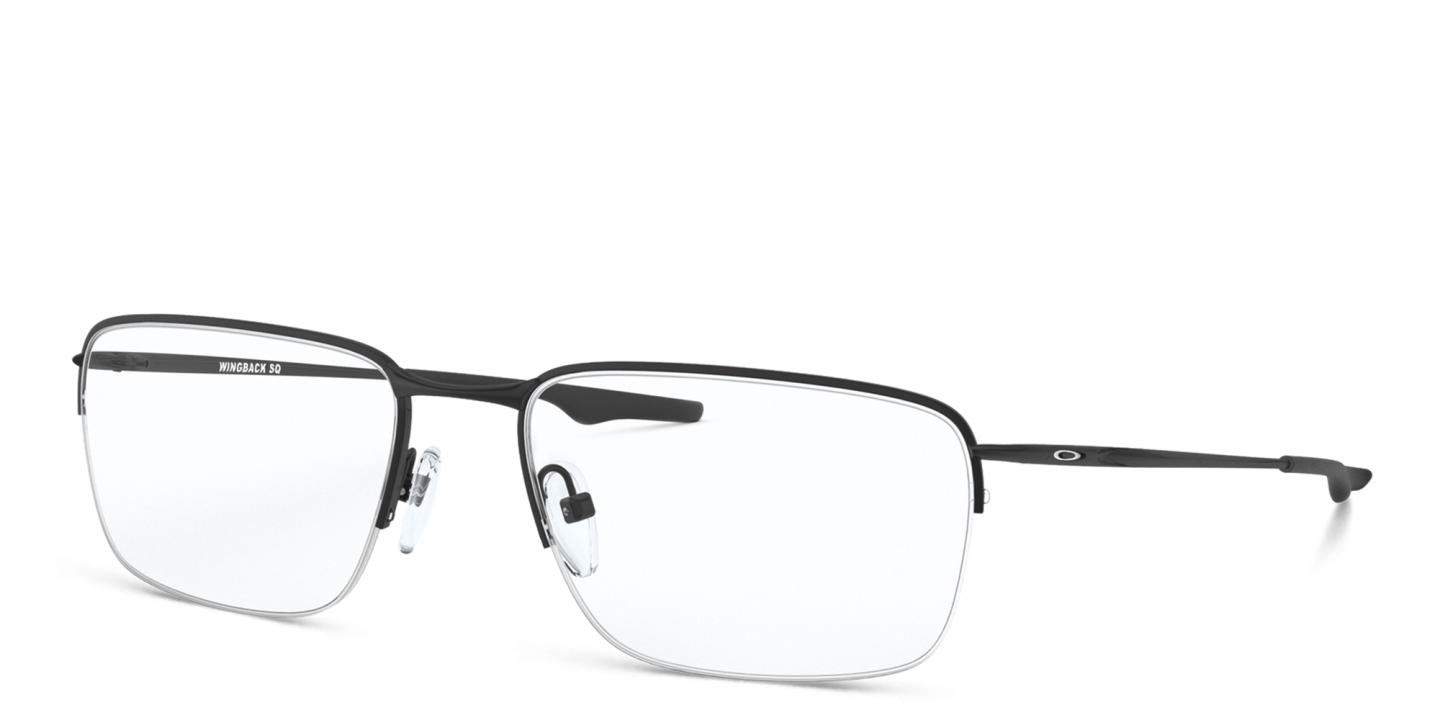 Shop Oakley Wingback Half-Rim Square Eyeglasses in Satin Black online.