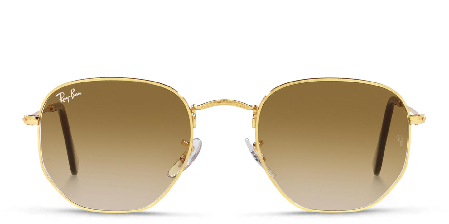 Shop Ray-Ban Hexagonal Unisex Sunglasses in Shiny Gold online.