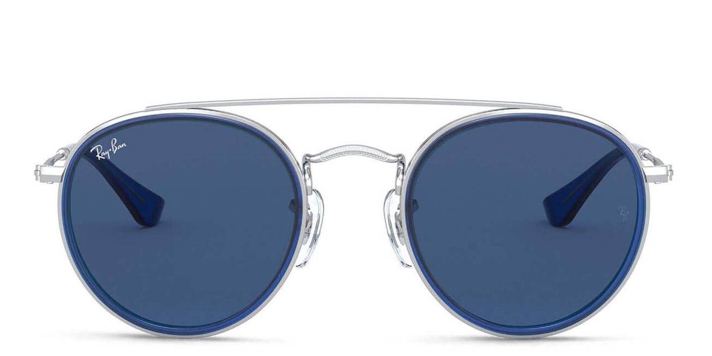 Ray-Ban Junior Kids Round Sunglasses in Blue On Silver – Product Photo 0