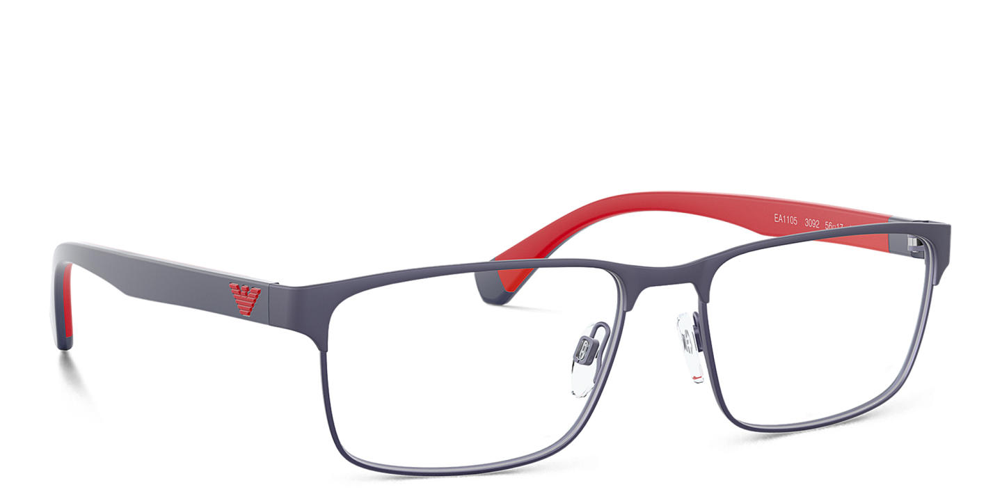 Emporio Armani Rectangle Eyeglasses in Matte Blue – Product Photo 3