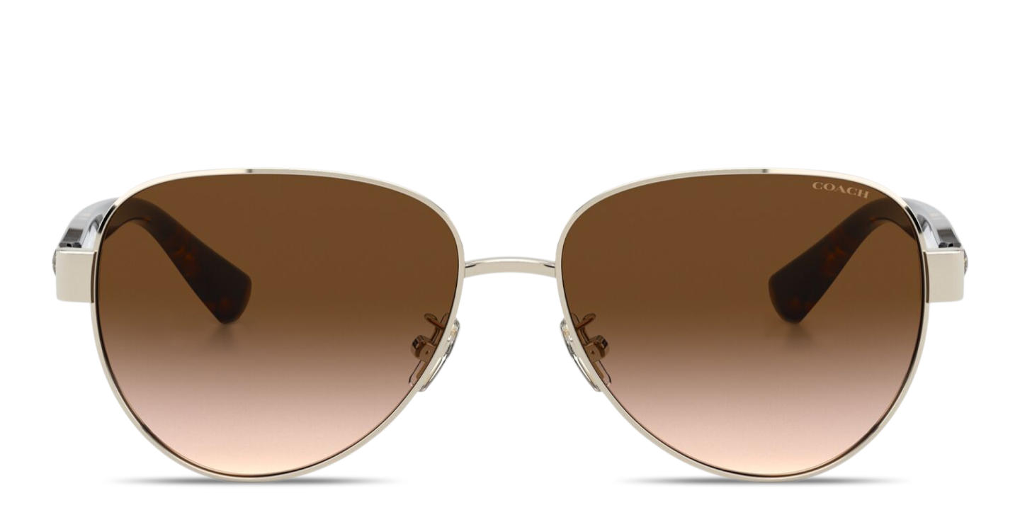 Shop Coach Logo Lettering Pilot Sunglasses in Tortoise online.
