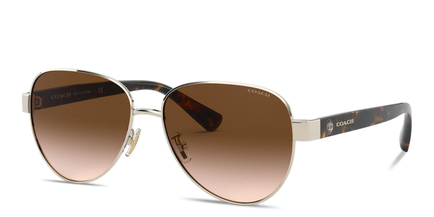 Shop Coach Logo Lettering Pilot Sunglasses in Tortoise online.
