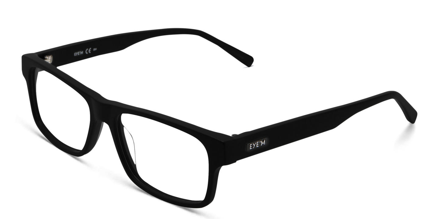 EYE'M Rectangle Eyeglasses in Matte Black – Product Photo 2