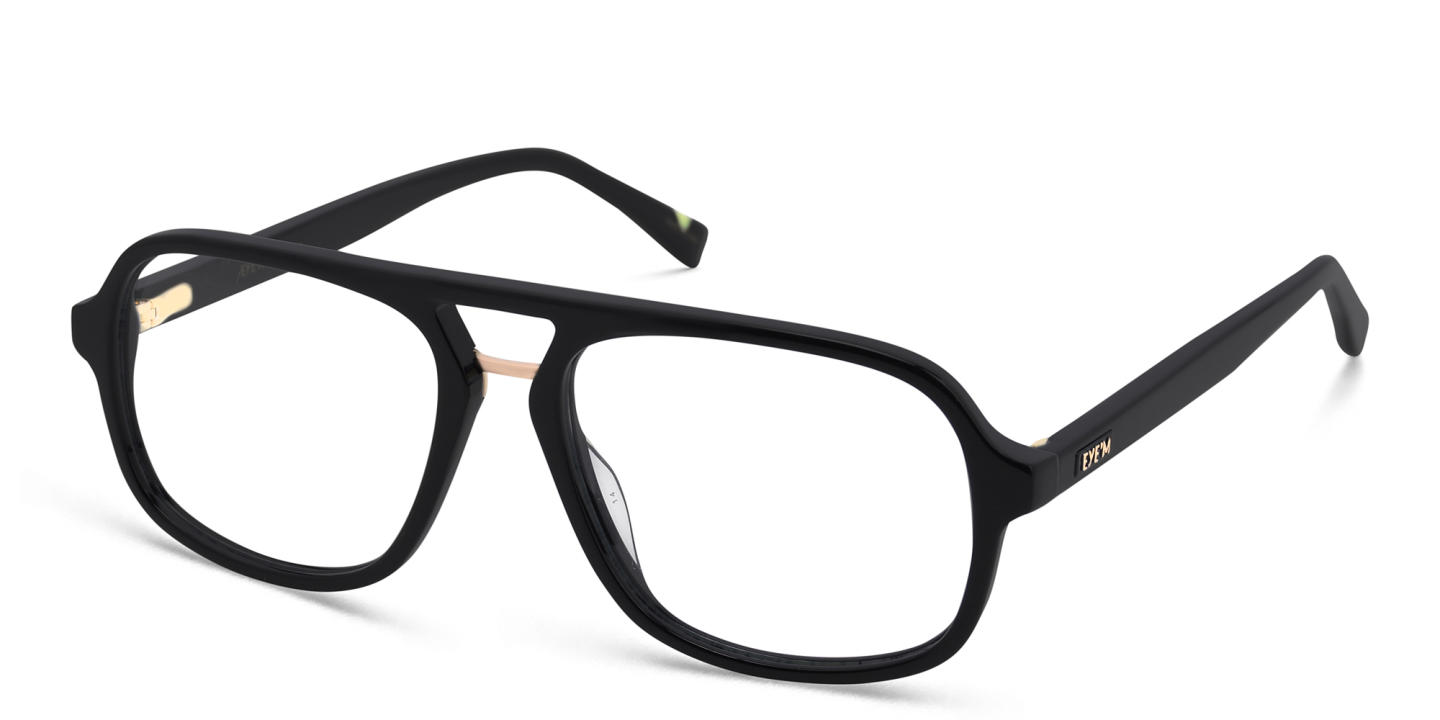 Shop EYE'M Aviator Eyeglasses in Black Gold online.