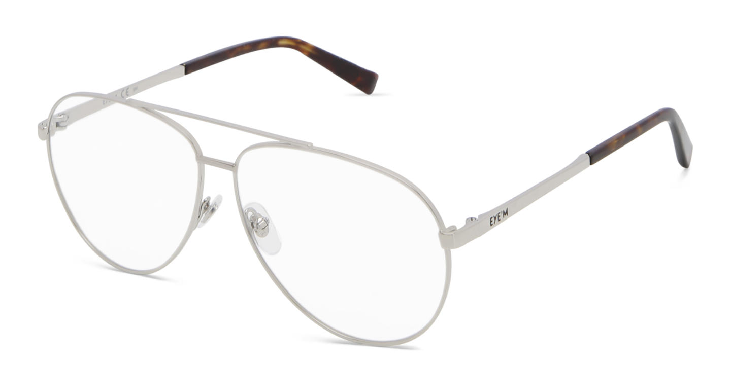 EYE'M Wide Aviator Eyeglasses in Silver – Product Photo 2