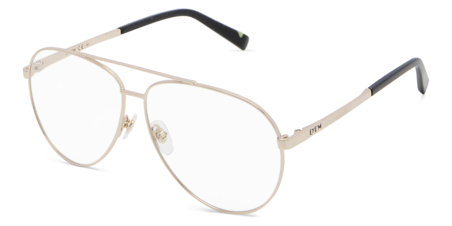 EYE'M Wide Aviator Eyeglasses in Gold – Product Photo 2