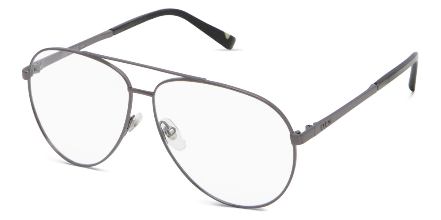 EYE'M Wide Aviator Eyeglasses in Gunmetal – Product Photo 2