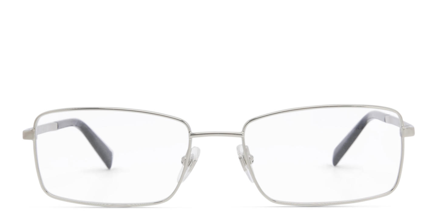 Shop EYE'M Wide Rectangle Eyeglasses in Silver online.