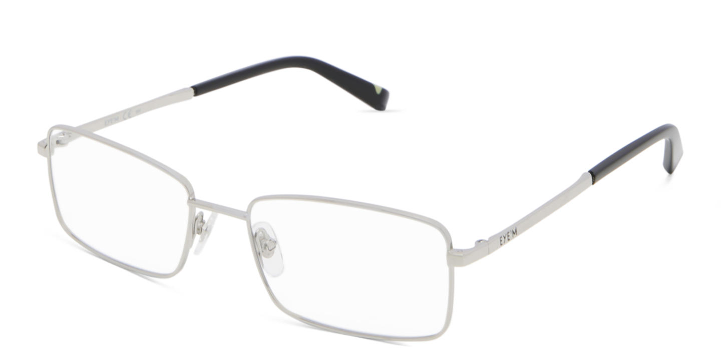 EYE'M Wide Rectangle Eyeglasses in Silver – Product Photo 2