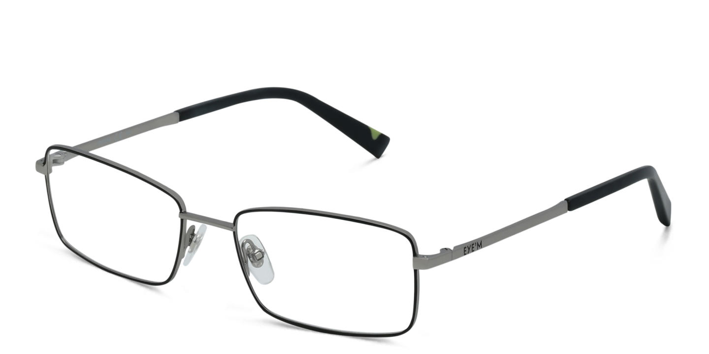 Shop EYE'M Wide Rectangle Eyeglasses in Gunmetal online.
