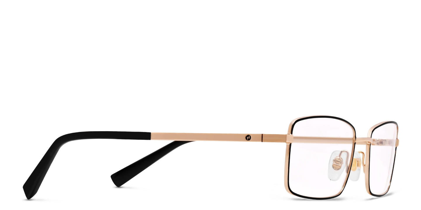 Shop EYE'M Wide Rectangle Eyeglasses in Gold Black online.